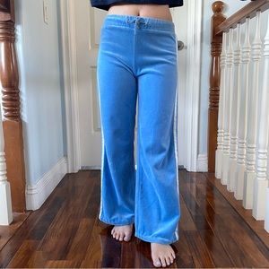 LBV Vintage y2k Mid Rise Velour Wide Leg Blue Pants Women's Size XS Short